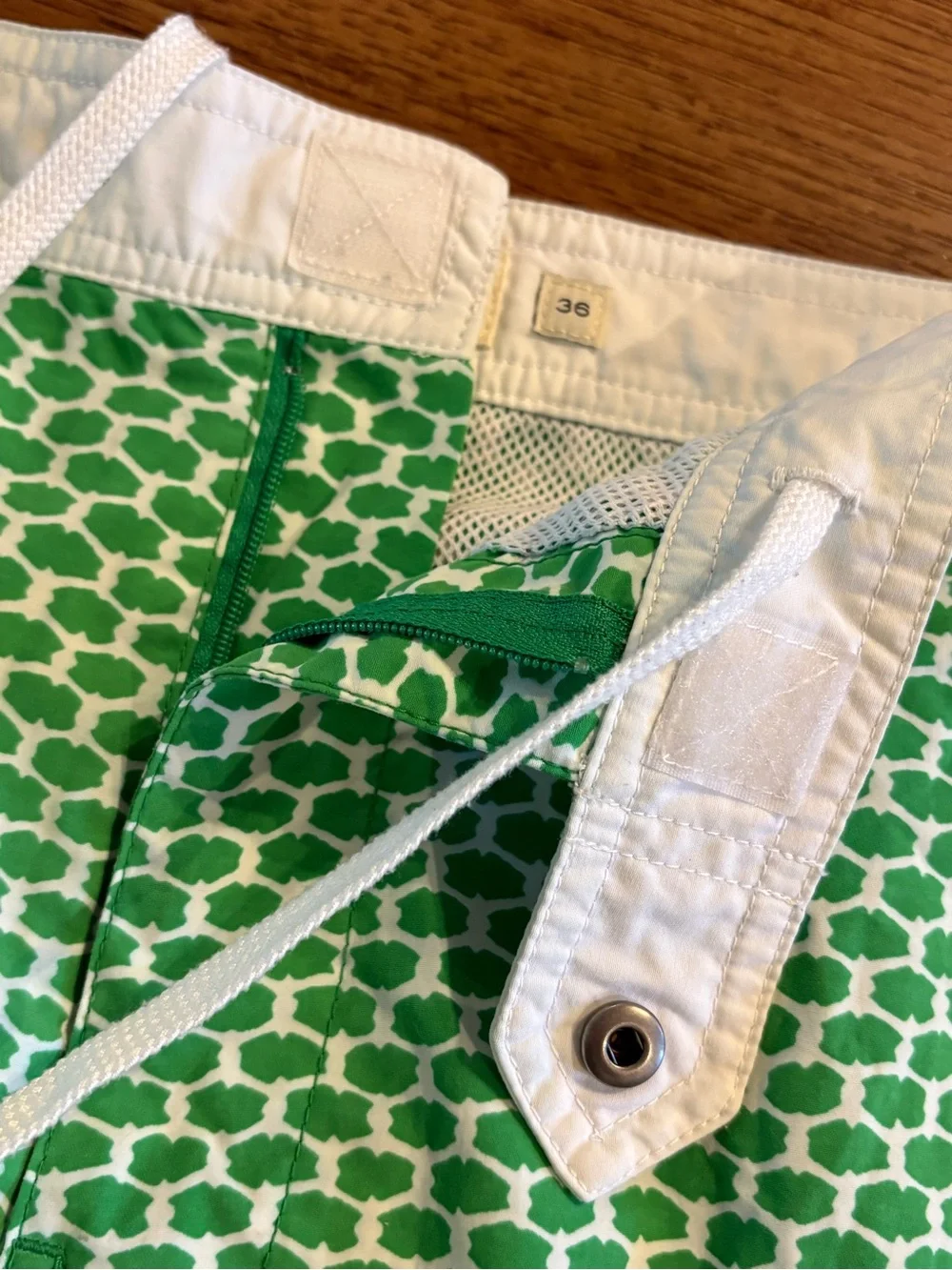 J.Crew Green Geo Print Swim Trunks Size 36